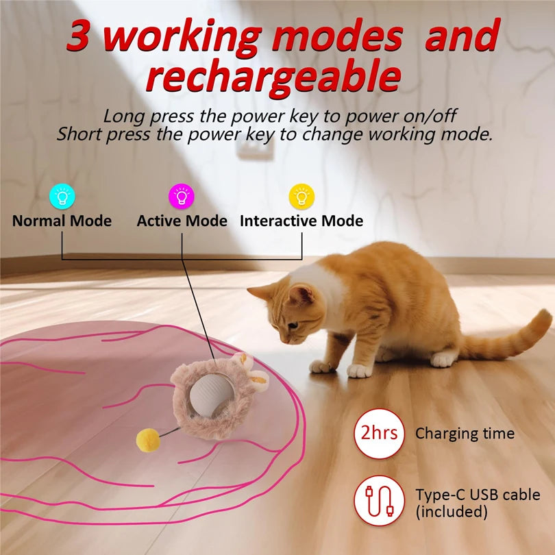 🐾 Jouet Interactif pour Chat – Balle Motorisée Cache-Cache | 3 Modes de Jeu | Mouvement Automatique 🐱