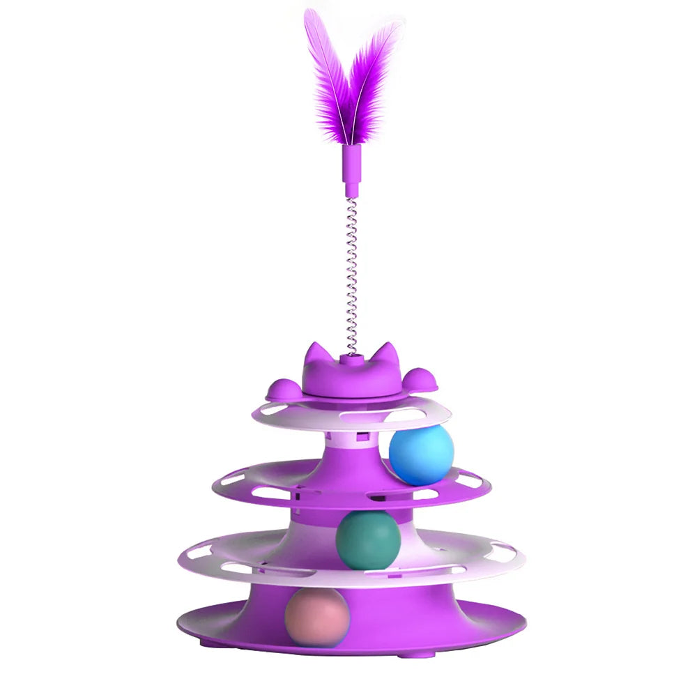 jouets éducatifs pour chats-Tour à balles 3 Niveaux interactif