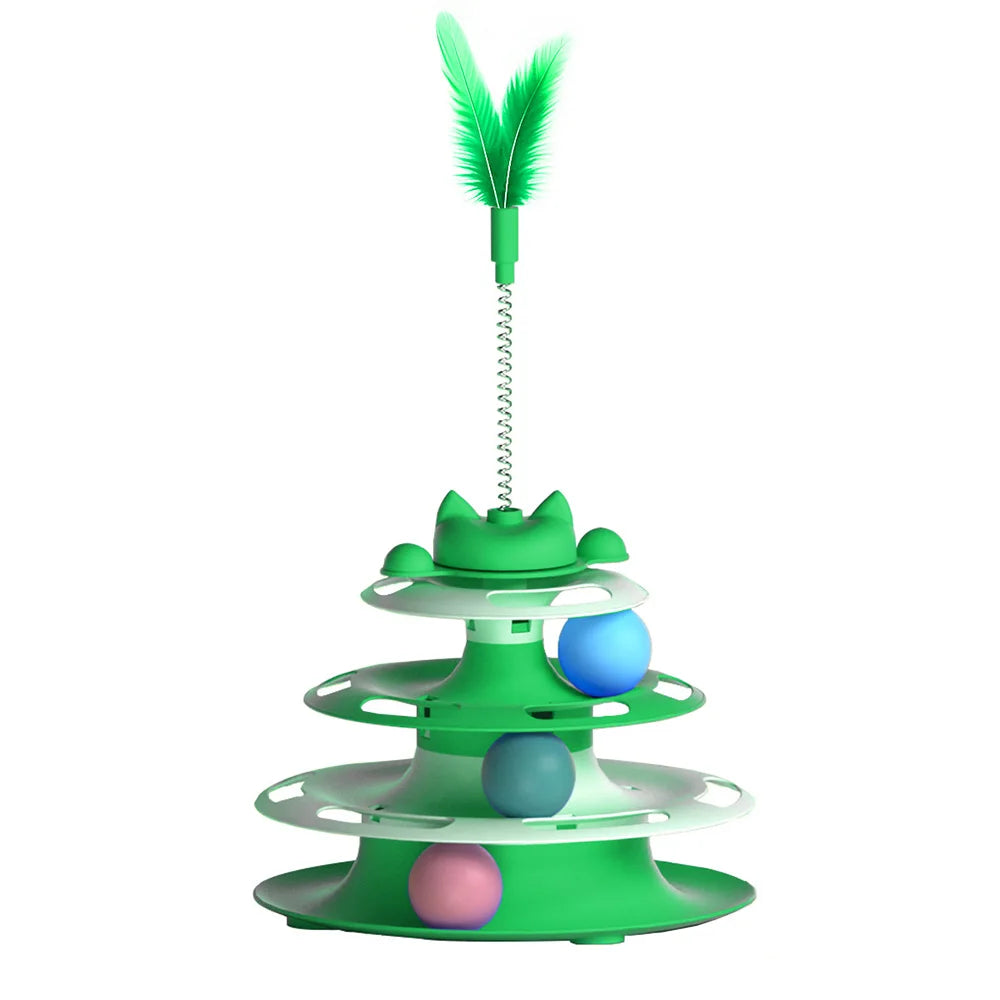 jouets éducatifs pour chats-Tour à balles 3 Niveaux interactif