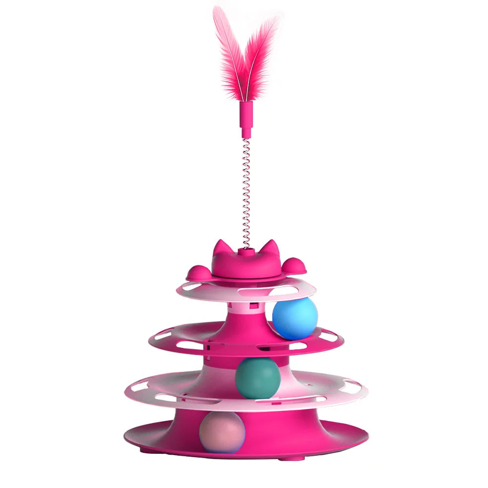jouets éducatifs pour chats-Tour à balles 3 Niveaux interactif