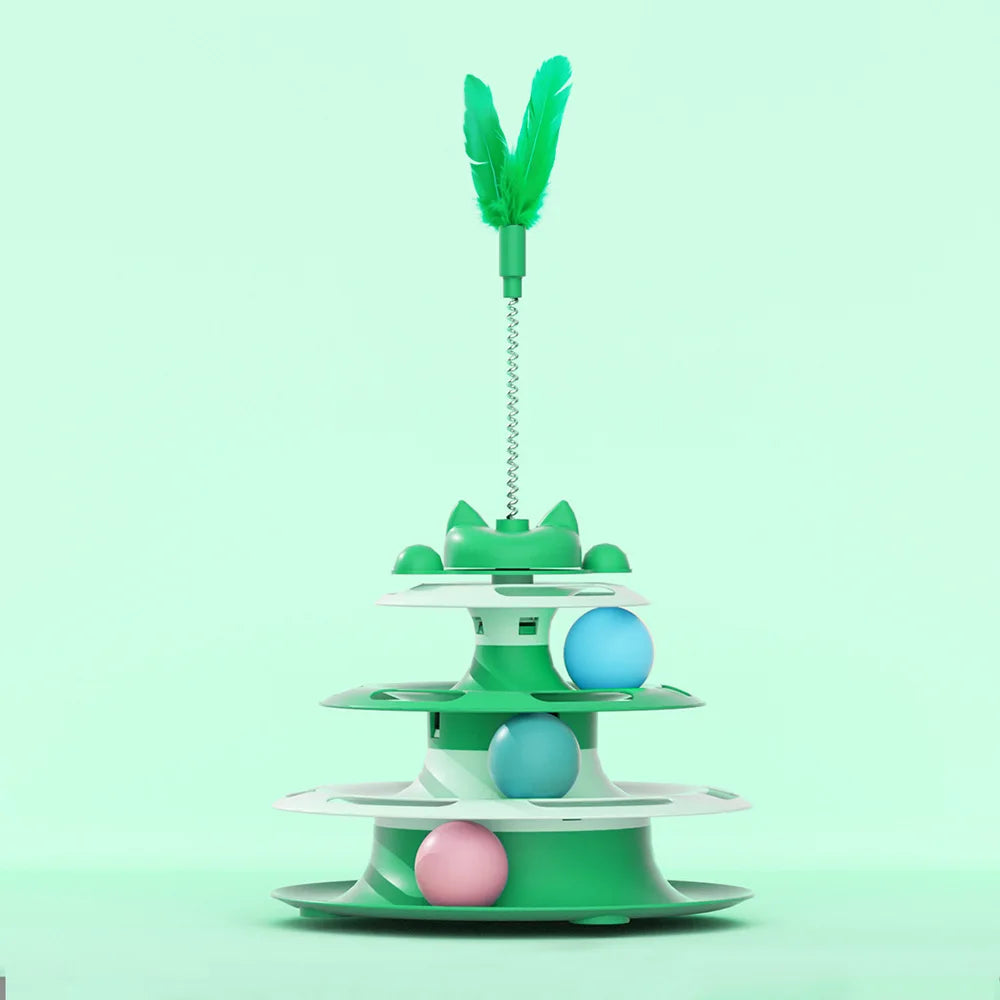 jouets éducatifs pour chats-Tour à balles 3 Niveaux interactif
